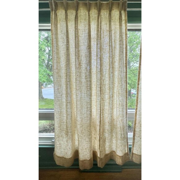 Vintage 70s pleated curtain, beige creamy woolly bouclé, 2 sizes, per panel - Picture 3 of 10